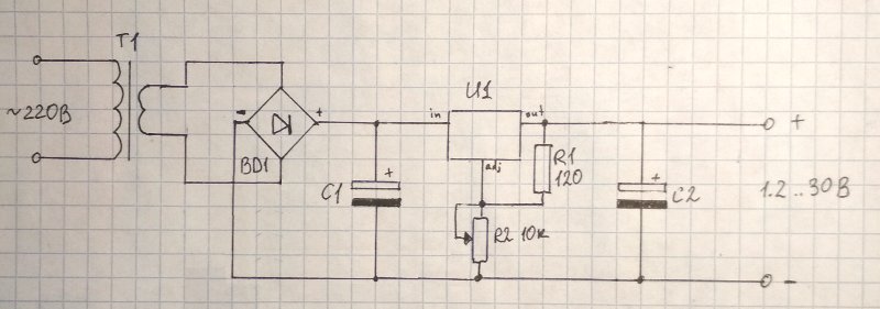 Схема блока питания на LM317